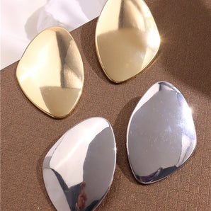 Large Asymmetric Metal Alloy Earrings