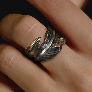 Couple Ring: 100% Real 925 Sterling Silver Angel Feather Design