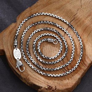 Men's Pestle Box Chain: 100% Real 925 Sterling Silver Necklace Pendant