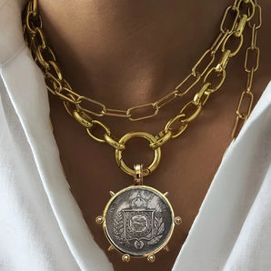 Ancient Coin Charm Pendant Necklace: Timeless Elegance