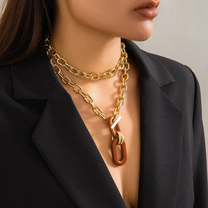 Trendy Layered Thick Chain Necklaces: Elegant Chunky Accessories for Women