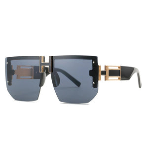 Luxury Rimless Oversized Sunglasses: Vintage Square Flat Top UV400 Eyewear