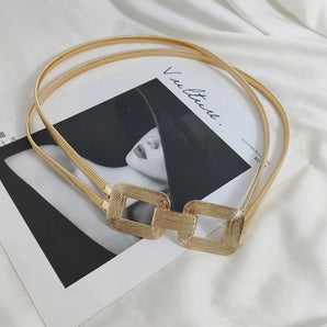 High-Quality Luxury Brand Women's Gold Chain Elastic Waist Belt