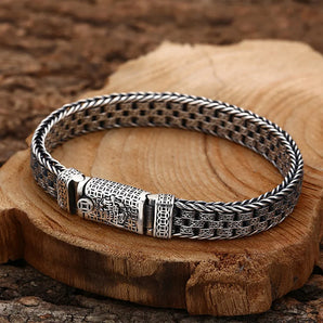 Hand-Woven Lucky 925 Sterling Silver Bracelet: Vintage Luxury Jewelry