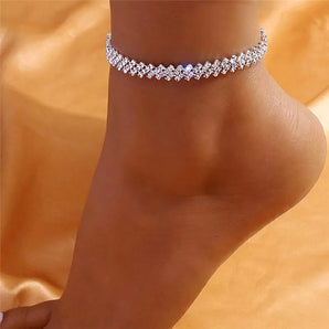 Shining Cubic Zirconia Anklet: Fashion Silver Color Foot Jewelry